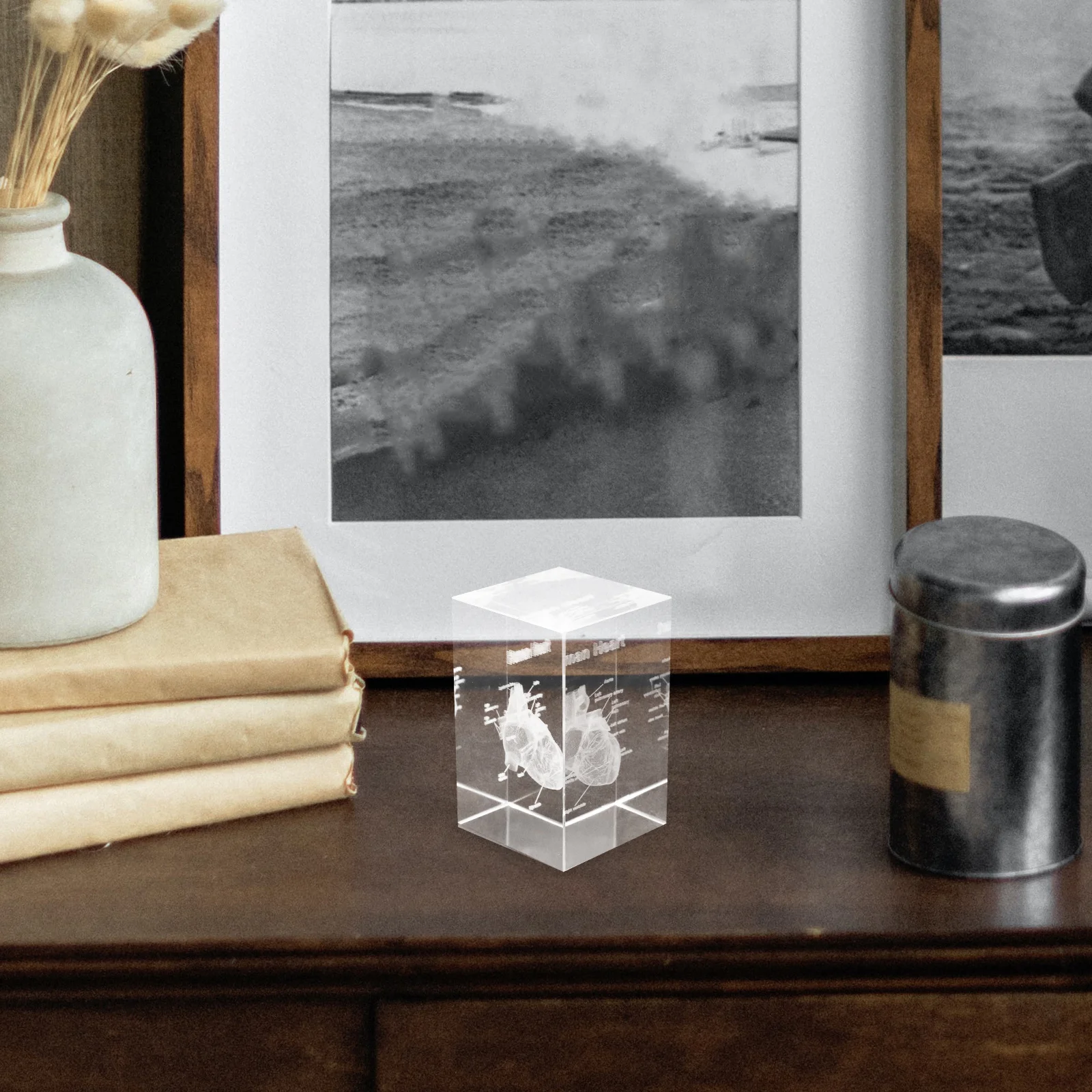 

3D Crystal Glass Cube with Realistic Heart Structure Engraving Scientific Anatomy Display for Biology Teaching Medical