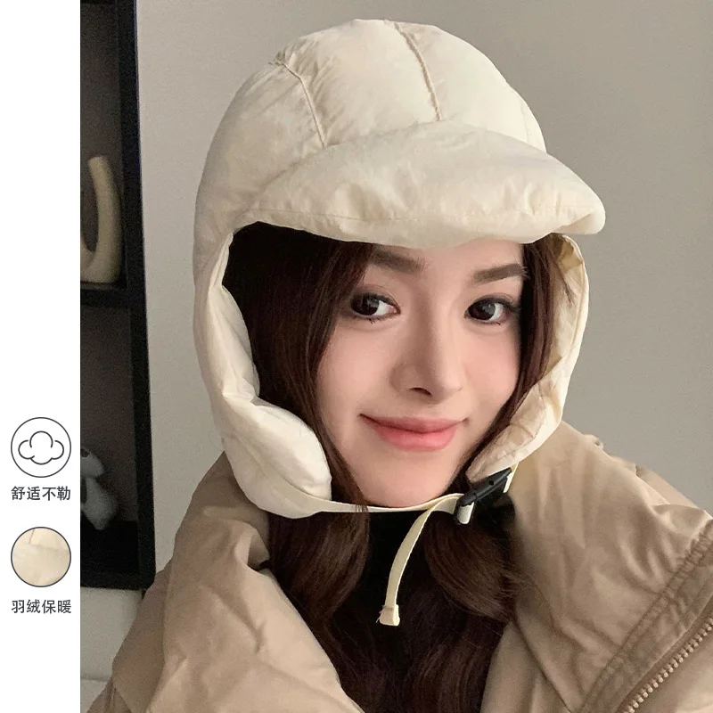 

Lightweight Extra Thick down Cotton Ushanka Men's Warm Earflaps Cap Women's Autumn and Winter Windproof Cycling Cold Helmet Line