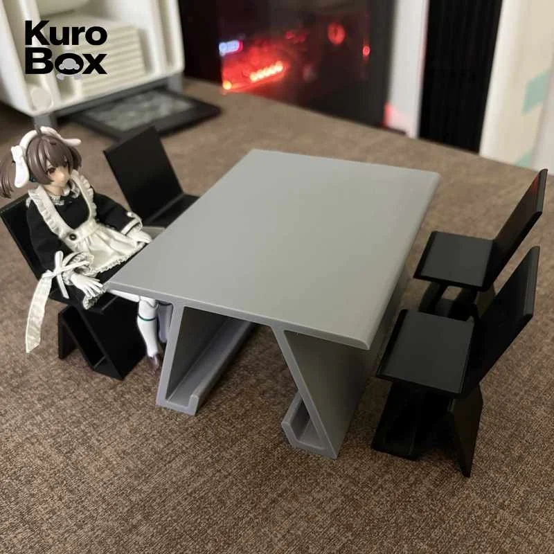 

1:12 Scale 4 Person Conference Table Chair Set For Figma Kotobukiya Megami Device Mecha Girl Action Figure Diorama Scene