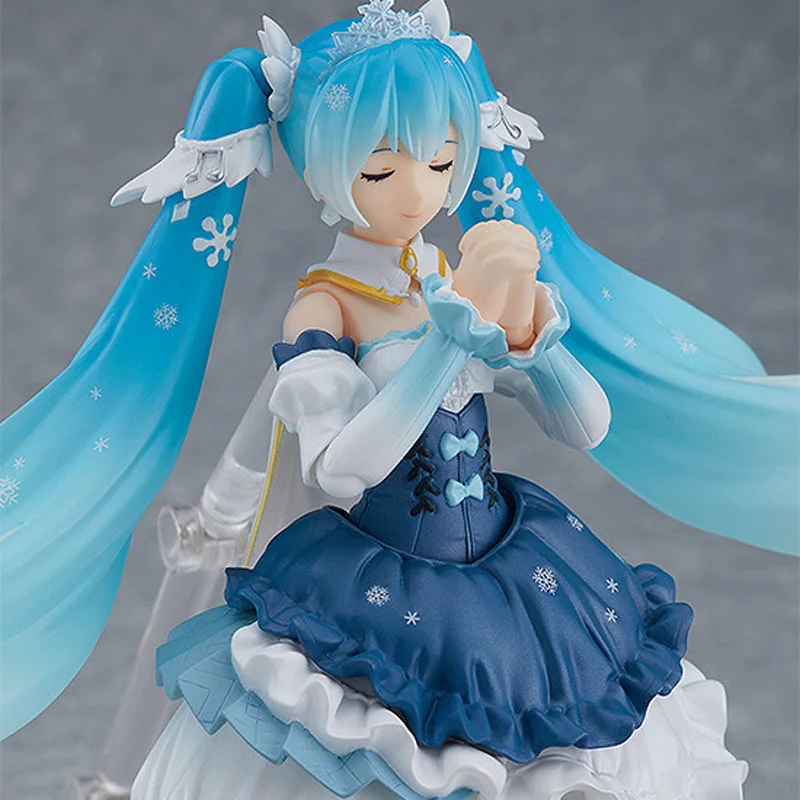 15CM Anime Hatsune Miku Figure 054 Snow Hatsune Replace Face 10th Model Toy Gift Collection Action Figure PVC