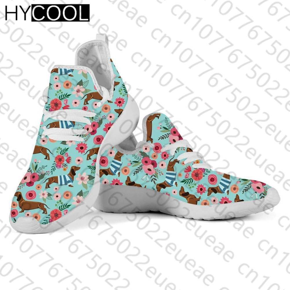 HYCOOL New Trend Sport Shoes For Women Dachshund Flower Print Comfort Running Sneakers Gym Fitness Footwear Running Zapatillas