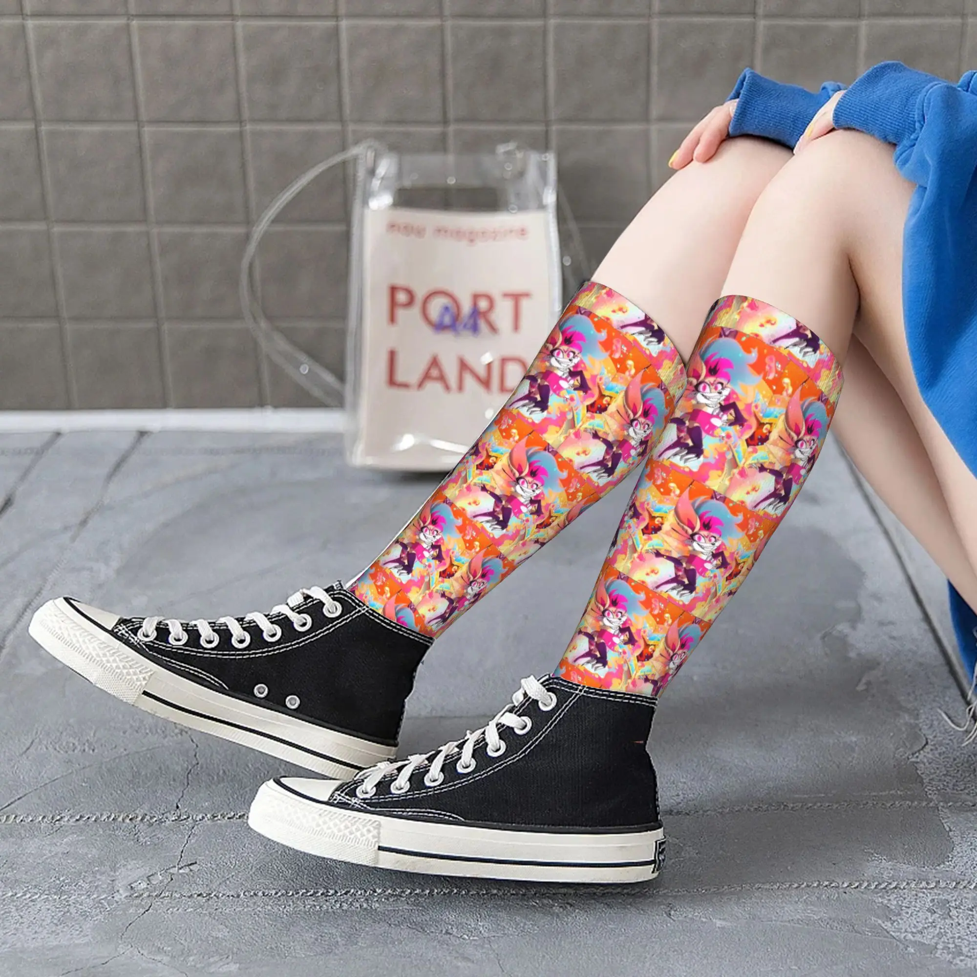 Stoking Kru Semua Musim Kaus Kaki Helluva Boss Beelzebub Kaus Kaki Panjang Hip Hop Lucu Harajuku Aksesori untuk Hadiah Pria Wanita