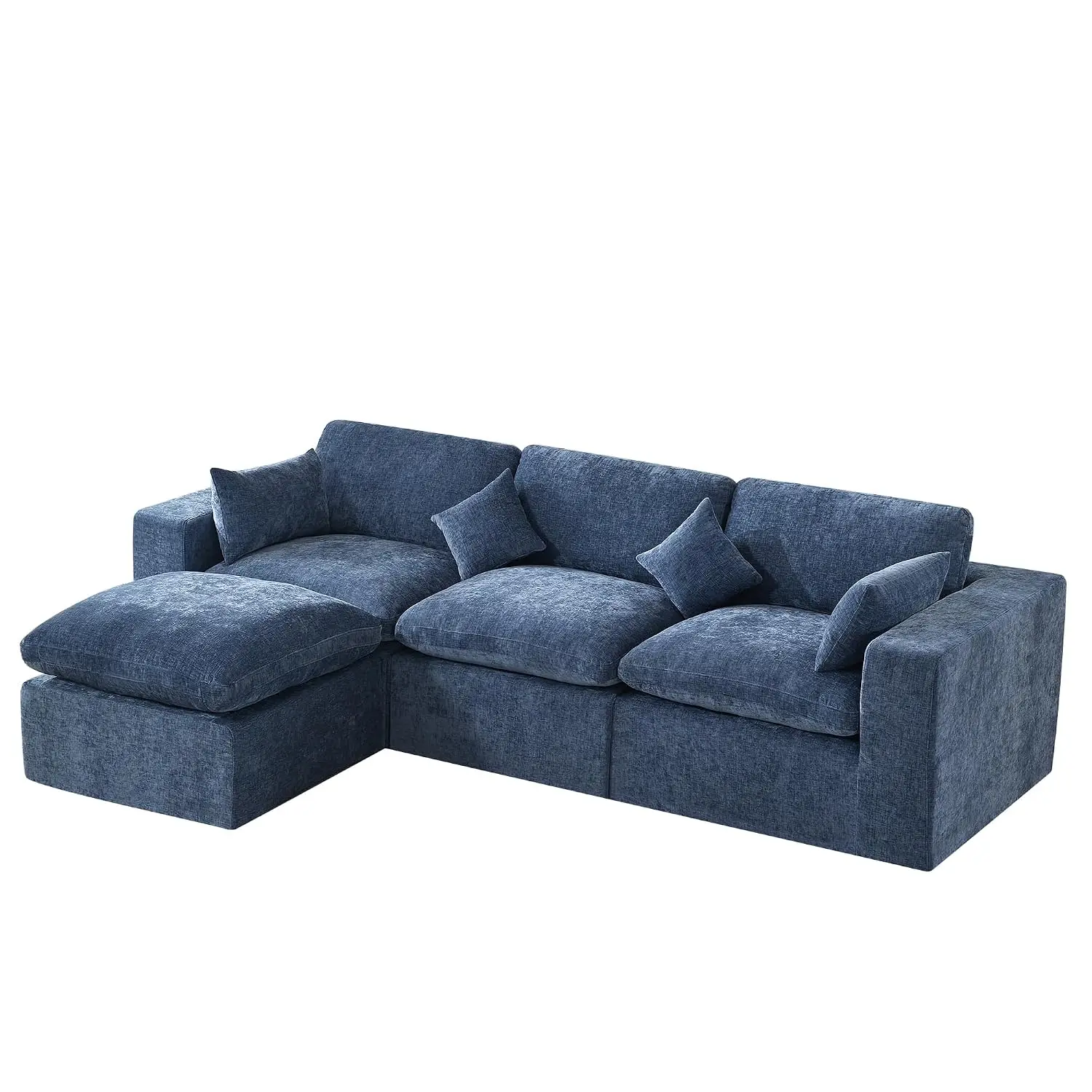 115'' Blue Modular Sofa, Reversible Sectional with Chaise for Living Room, Customized