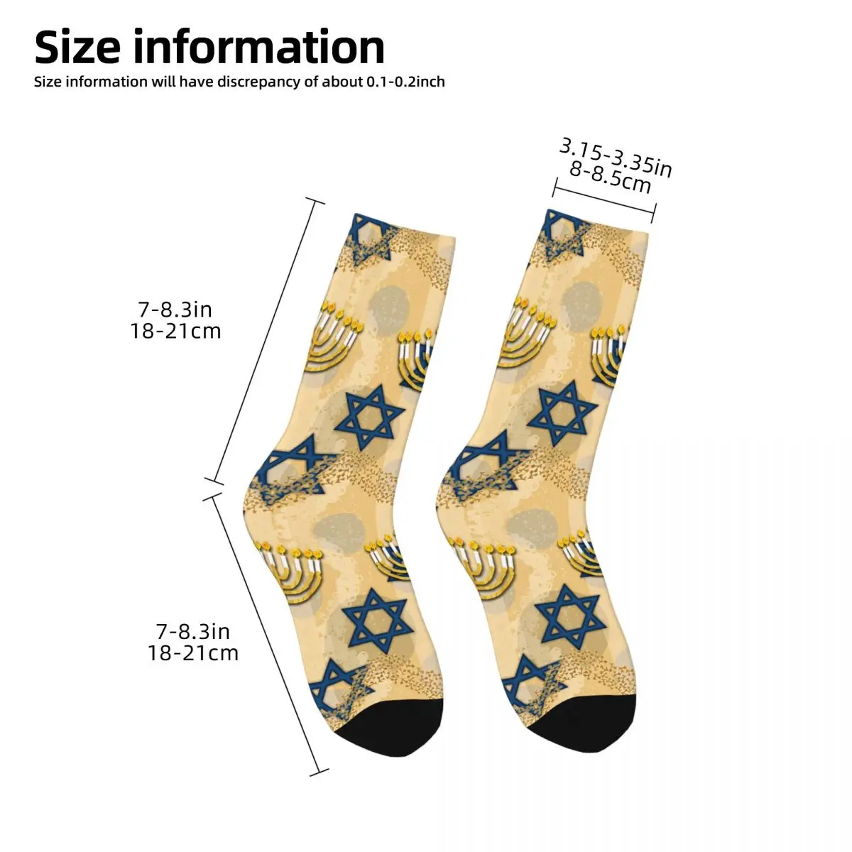 Men's Socks Traditional Candle For Hanukkah Holiday Vintage Hanukkah Menorah Pattern Harajuku Seamless Crew Sock Gift Printed