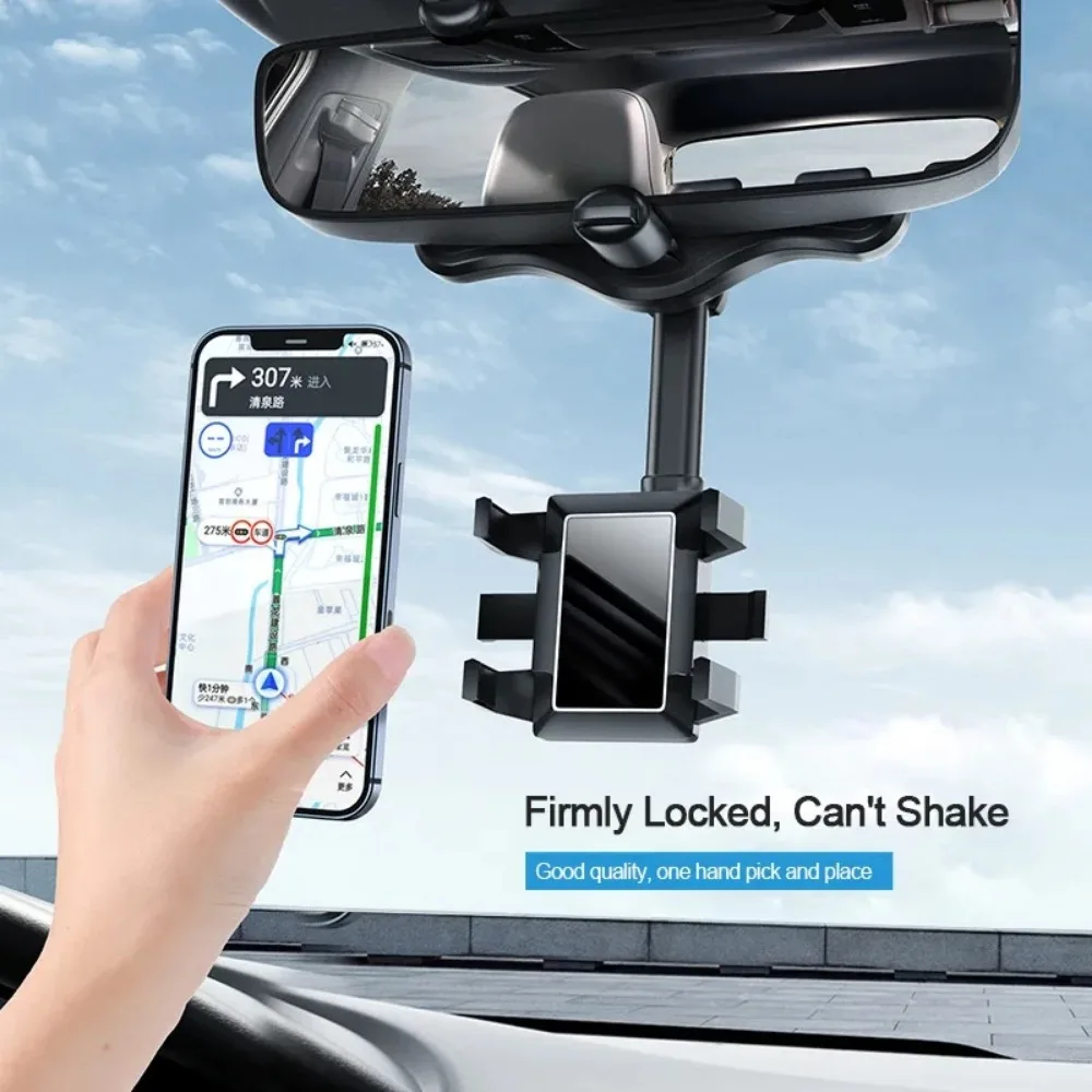 New Universal Car Rearview Mirror Phone Holder 360Β° Rotation Car Phone Holder Mount Stand For Dash Cam GPS Smartphone Bracket