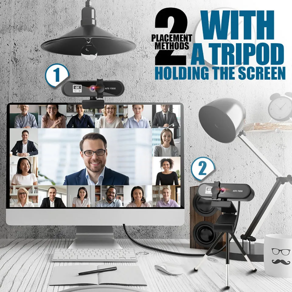 8k 4k webcam sailvde conferência pc webcam com tripé de presente autofoco usb web câmera portátil mini câmera 1080p com microfone