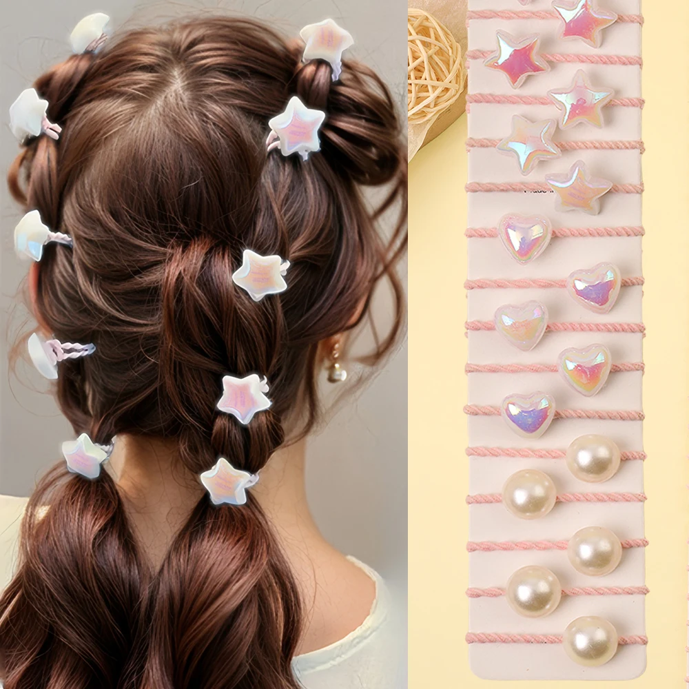 

10/30Pcs Star shaped heart-shaped bead shaped multi-color headband suitable as a gift for girls' daily wear and school wear