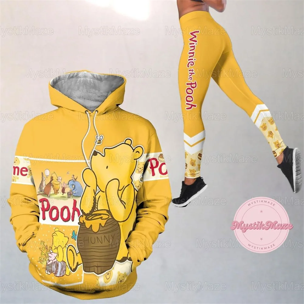 

New Personalized Disney Winnie the Pooh 3D Women's Hoodie and Leggings Suit Winnie Yoga Pants Sweatpants Fashion Sports Suit Set