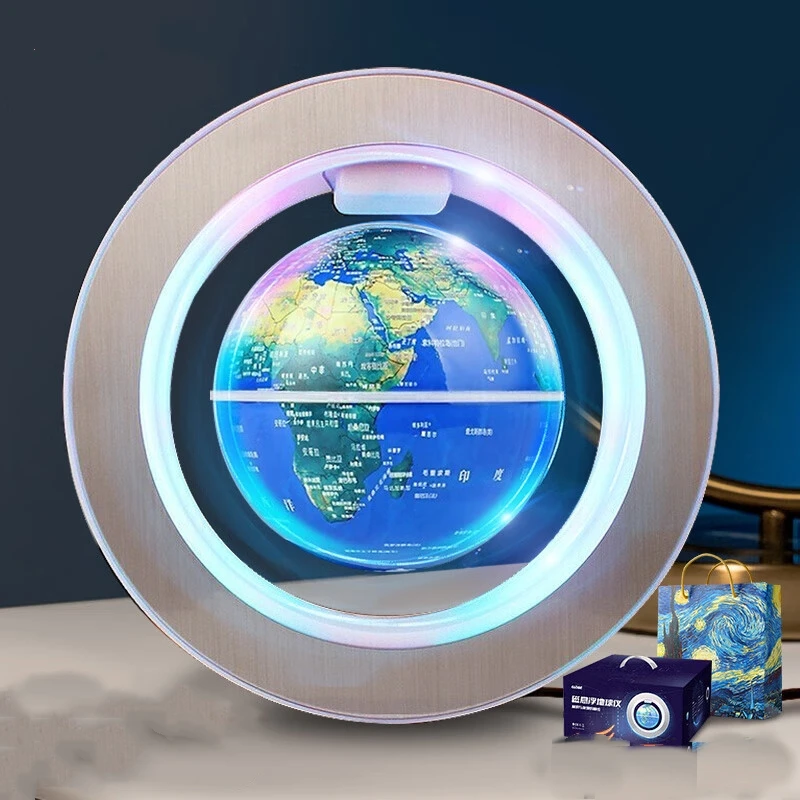 Globo flotante magnético LED para decoración del hogar, lámpara de noche giratoria levitante, mapa del mundo, regalos para niños y amigos, 4 pulgadas