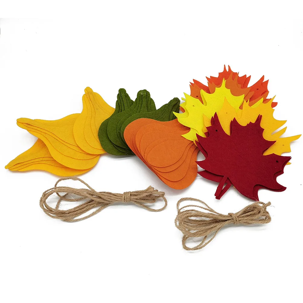 2PCS Fall Thanksgiving Felt  Maple Leaf Garlands Fall Thanksgiving Decorations  Colorful Fall Pumpkin  Garlands