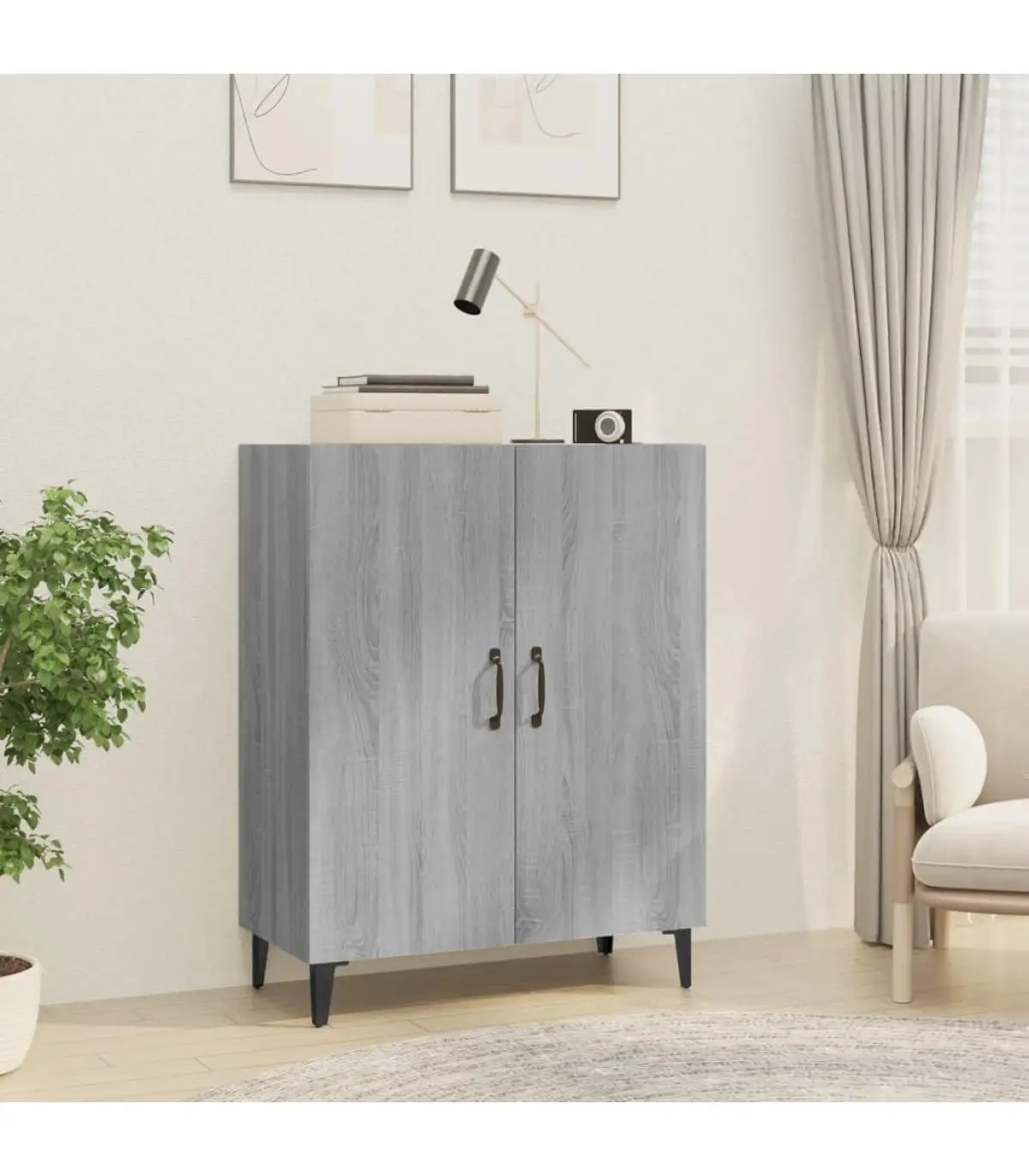 Ecomobel sideboards gray plywood sideboard Sonoma 70x34x90 cm elegant living room bedroom furniture fast delivery from Spain