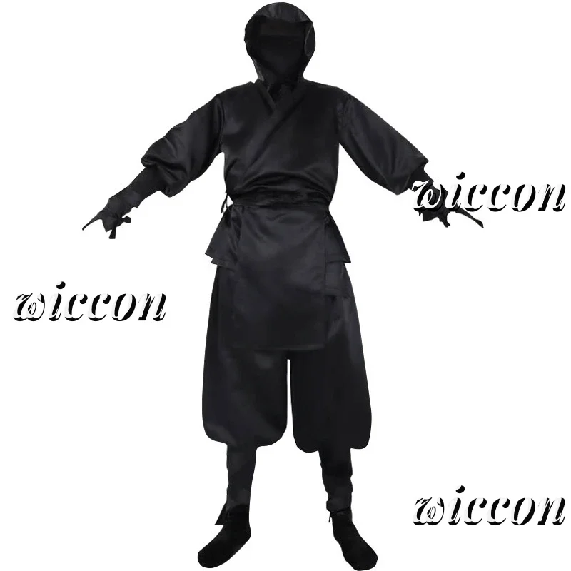 RT01 اليابانية النينجا تأثيري حلي الكبار الساموراي الخيال كيمونو مقنعين الأسود الزي الرسمي هالوين كرنفال حفلة البدلة * JK2