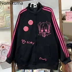 2024 Ropa Mujer Stehen Neck Sweatshirts Frauen Kleidung Langarm Casual Anime Print Tops Mode Japanischen Übergroßen Y2k Hoodies