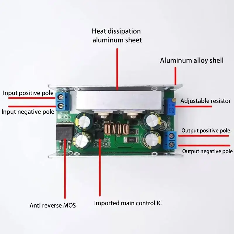 Регулируемый понижающий модуль DC-DC постоянного тока, 1/2/3 шт., 8-60 В до 3V5V12V15V19V24V120W, преобразователь высокой мощности