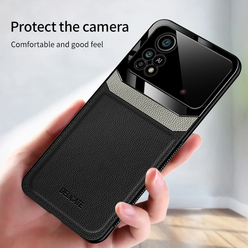 Genuine Leather Len Protect Case For Xiaomi Poco X3 NFC X4 Pro X5 F2 F5 M3 M2 M4 Pro 4G 5G F4 F3 GT C40 C31 Luxury Cover