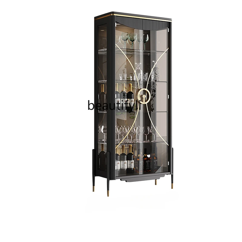 

Glass Door Display Wine Cabinet Modern Simple and High-End Living Room Small Transparent Glass Cabinet Home Wall Commercial Use