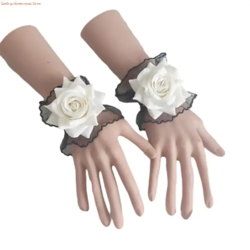 F92D Y2K Bridal Bracelet Cuffs Sleeves for Wedding Party Black White Y2K Accessories