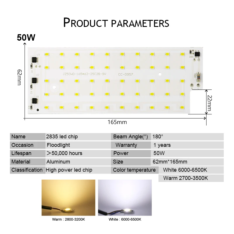 Smd 2835 LED電球,屋外ランプ,フラッドライト,50W, AC 220v,240v,4個/バッチ