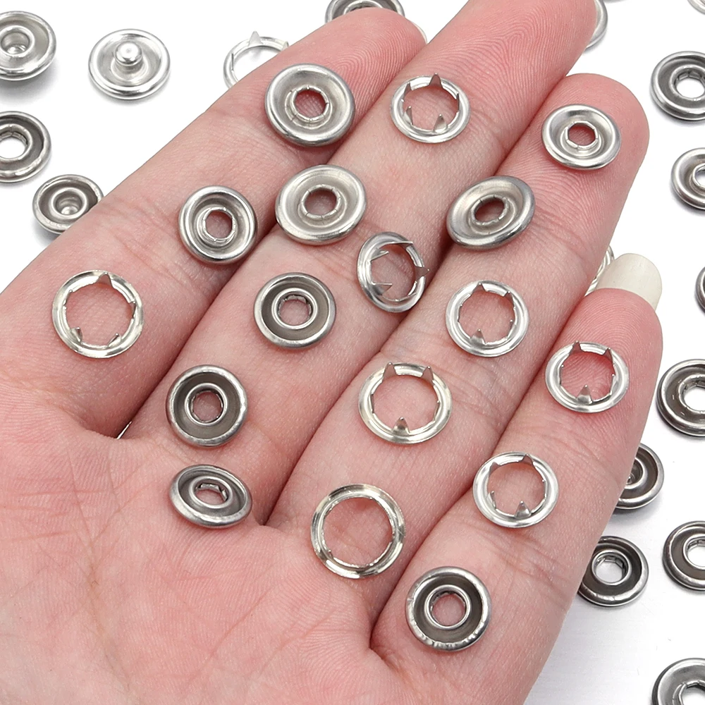 50Set/Lot 9.5/11mm Iron Four Piece Set With Buttons Of Different Shapes For DIY Clothes Decoration Accessories Wholesale