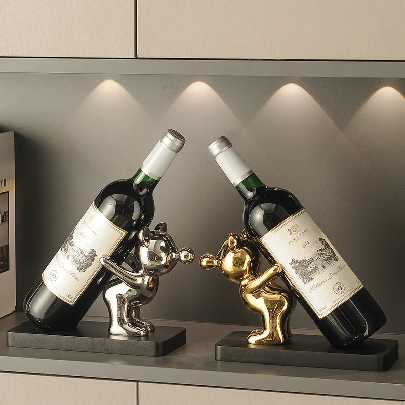 

Bear Creative High-end Living Room Wine Rack Ornament Wine Cabinet Decorative Home Dining Table TV Cabinet Ornament Figurine