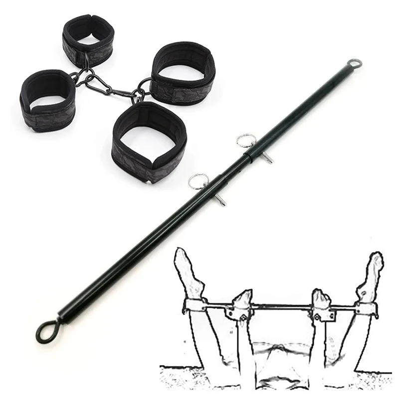 BDSM Sex Toys for Couples Bondage Set Stainless Steel Adjustable Spreader Bar Sex Slave Handcuffs Ankle Cuffs Fetish Restraints