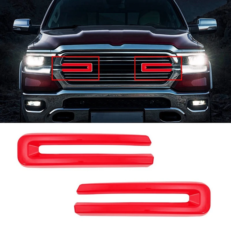 1Pair Car Front Racing Grille Trim Cove For Dodge Ram 1500 2500 3500 4500 2018-2021 Center Mesh Insert Decoration Replacement