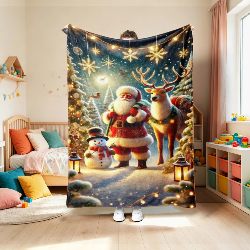 Christmas Throw Blanket, Christmas Decorations Gifts for Women Sherpa Winter Holiday Blanket Soft Christams Throws for Sofa Bed view 5