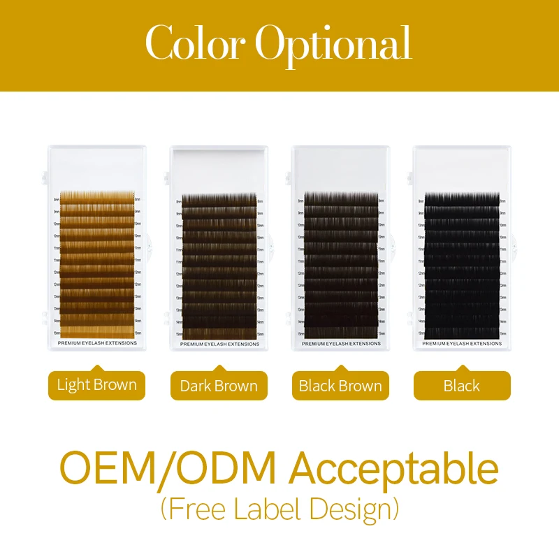 H&L SINCE 1990 High Quality Eyebrow Extensions 4 Color 12 Lines Per Tray False Eyebrow No Curl Eyelash Dark Brown Light Brown