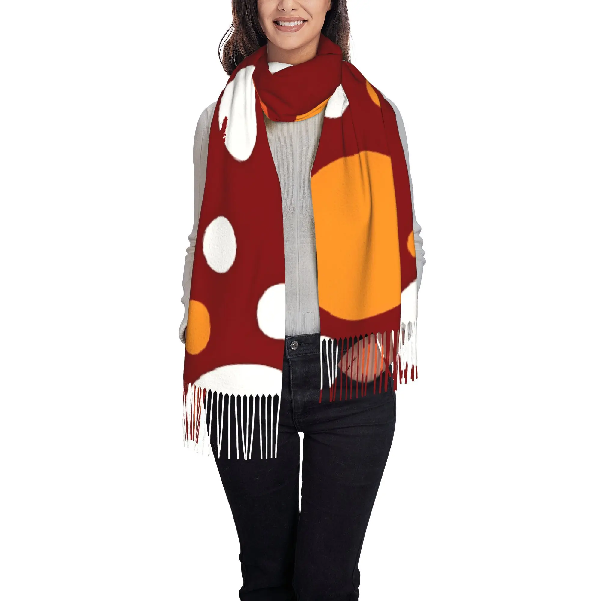 A Single Piece of a Soft And Cozy Polka Dot Scarf, Perfect for Autumn, Winter, And Spring, Ideal for Outdoor Activities, Travel
