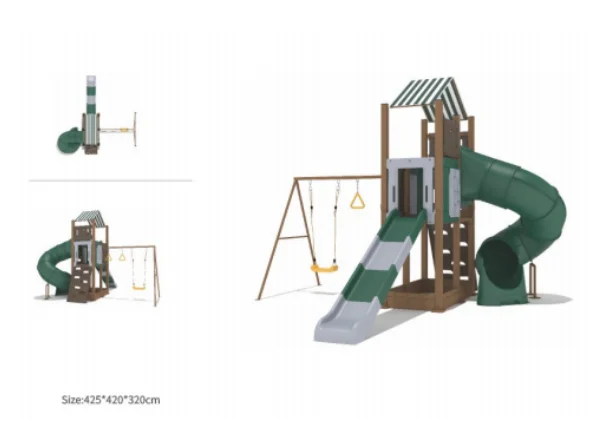 Park Adventure Course Durable Plastic Complete Children's Outdoor Playground Equipment with Slide Climbing Wall Swing