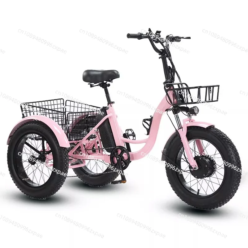 20 inch fat tire electric tricycle pedal assist lithium battery tricycle coarse tire snow bike speed change