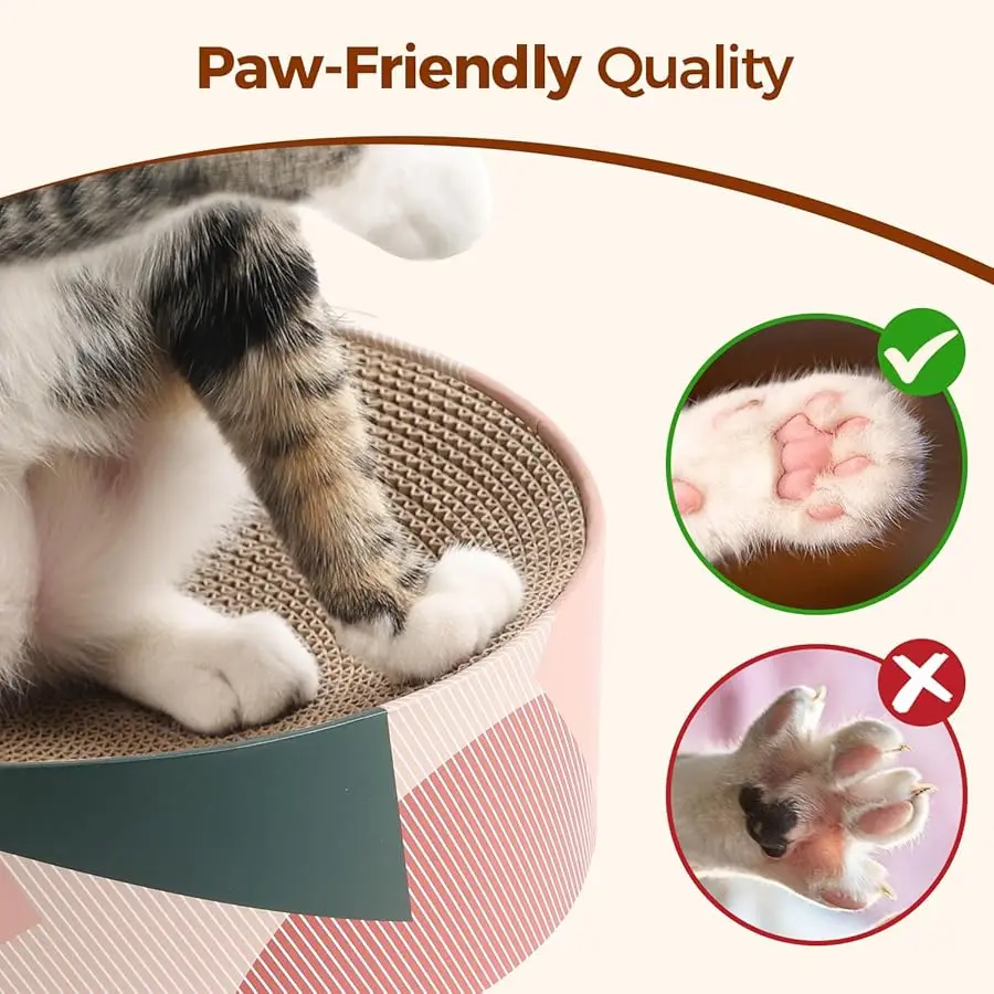 أريكة صالة السرير من الورق المقوى للقطط من ComSaf للقطط الداخلية على شكل بيضاوي 17 بوصة × 13 بوصة، وسادة خدش كيتي كات لإعادة تدوير المموج S #4