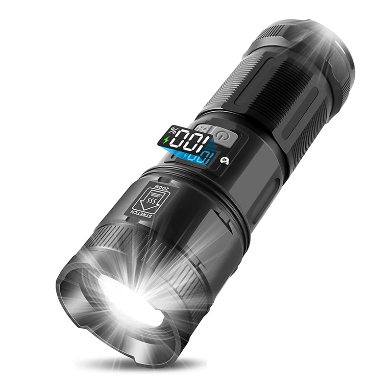 New Rechargeable Flashlights,3500 Lumens Super Bright LED Flashlights With COB Work Light,High Powered Flashlight