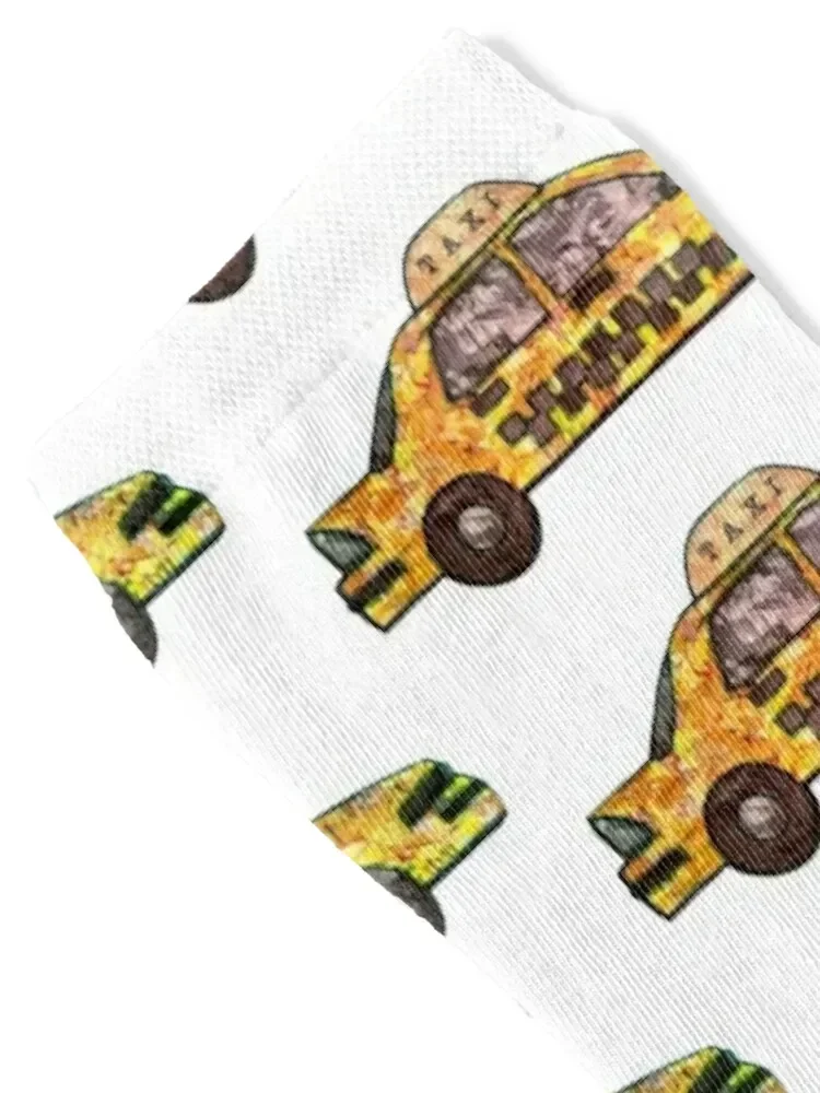 Yellow Taxi Cab Socks with print heated Crossfit custom Socks Woman Men's