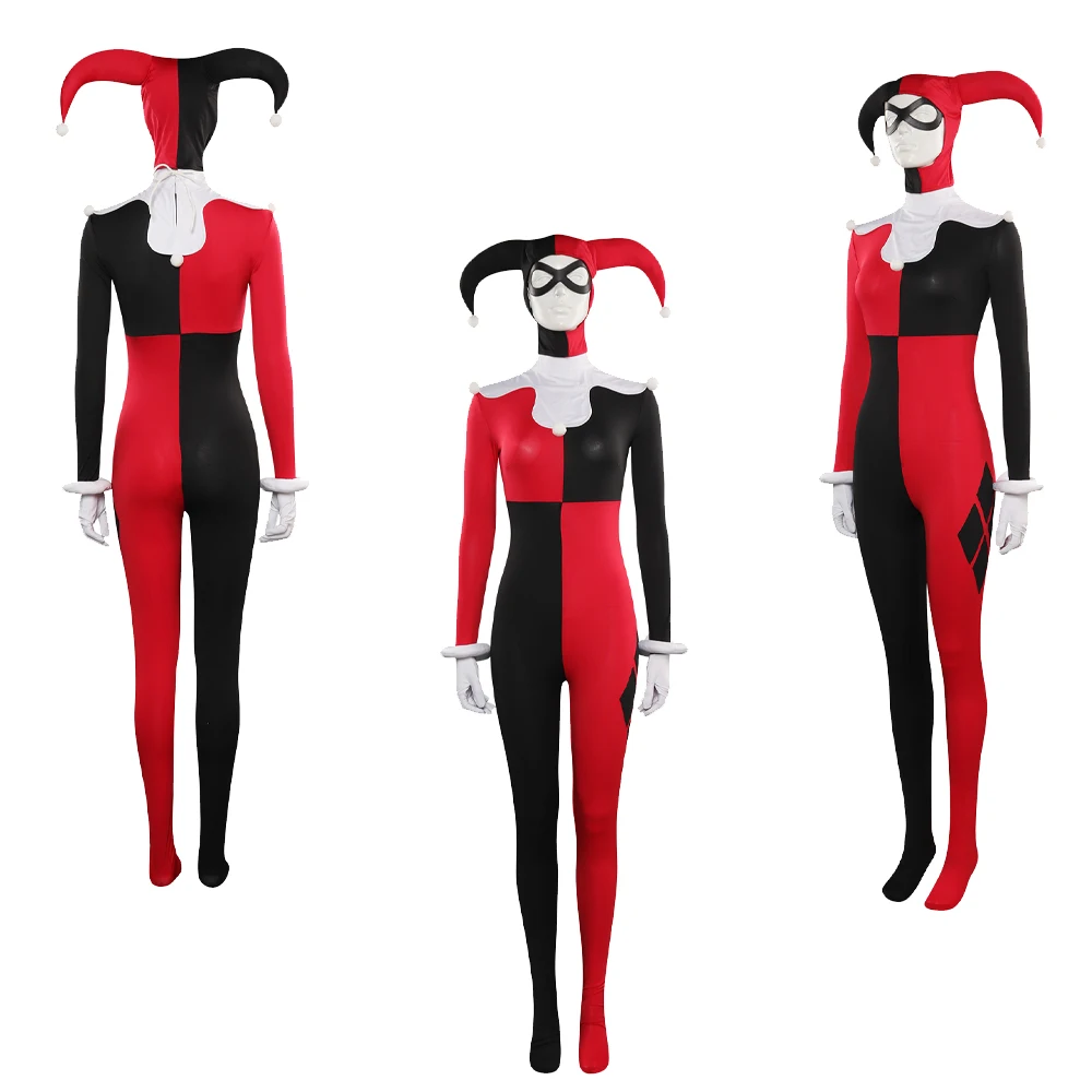 

Joker Cosplay Costume Female Jumpsuit Mask Full Set Outfits Halloween Carnival Party Disguise Role Play Suit For Women Girls