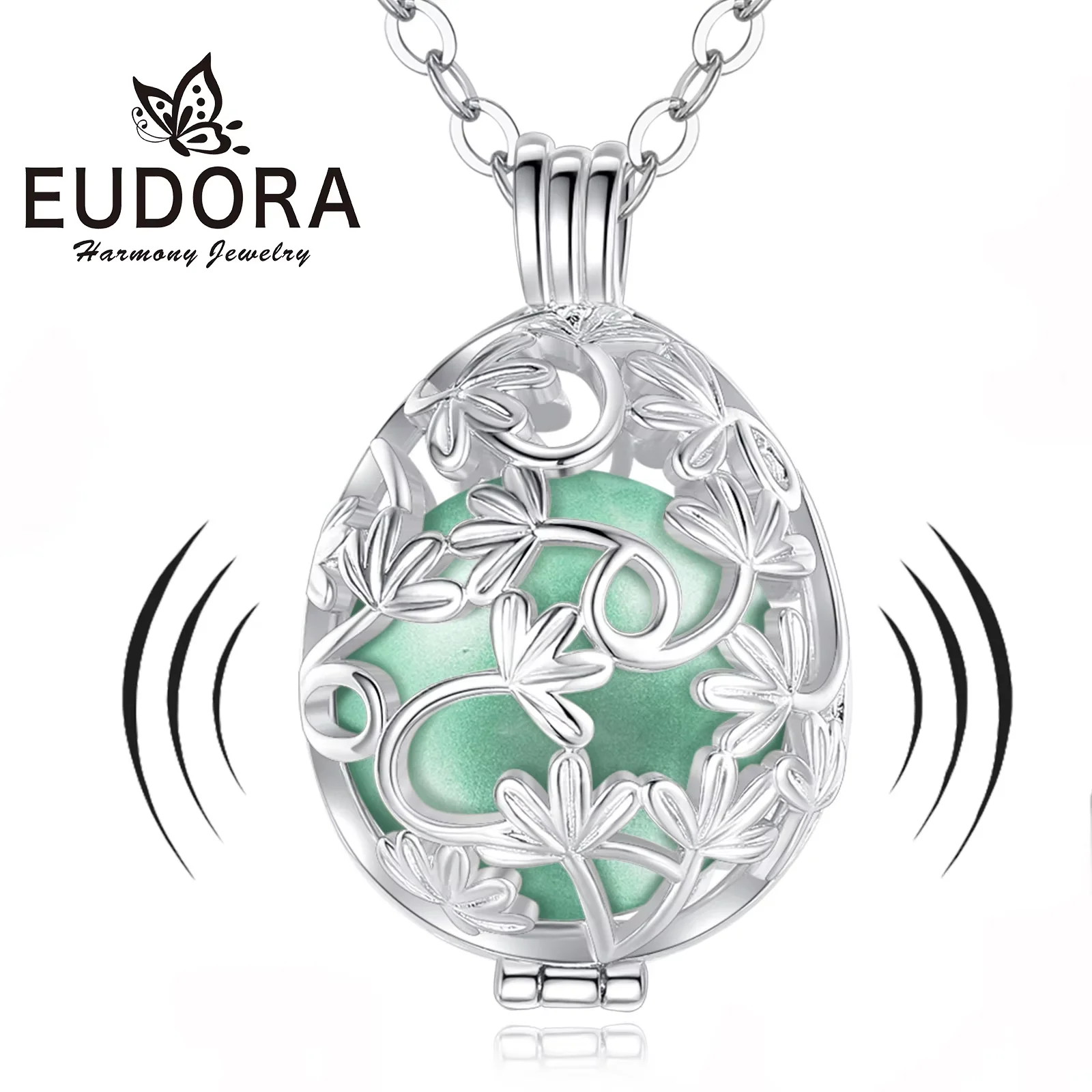 

Eudora Collier Bola de Grossesse Necklace 18MM Ball Flowers Cage Angel Caller Musical Bell Pendant DIY Jewelry for Pregnant Wome