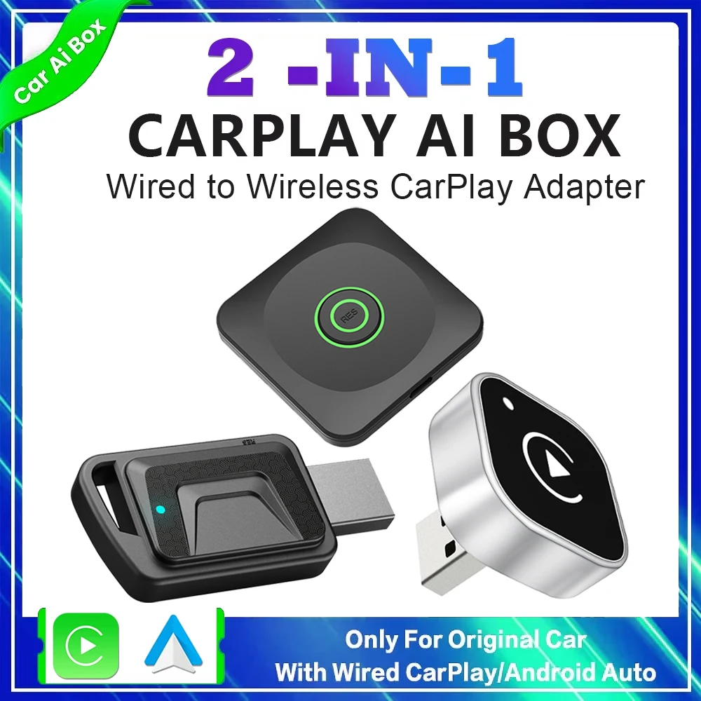 2 in 1 Wired to Wireless Carpaly Al box Wireless CarPlay/Android Auto/ Android 13 Car For Youtube Netflix Toyota Mazda Hyundai