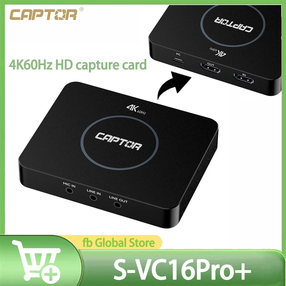 CAPTOR S-VC16Pro+ 4K60Hz HD Capture Card VRR RGB HDR HDMI2.0 240/120 FPS High Frame Rate Low Latency Gaming Live Streaming
