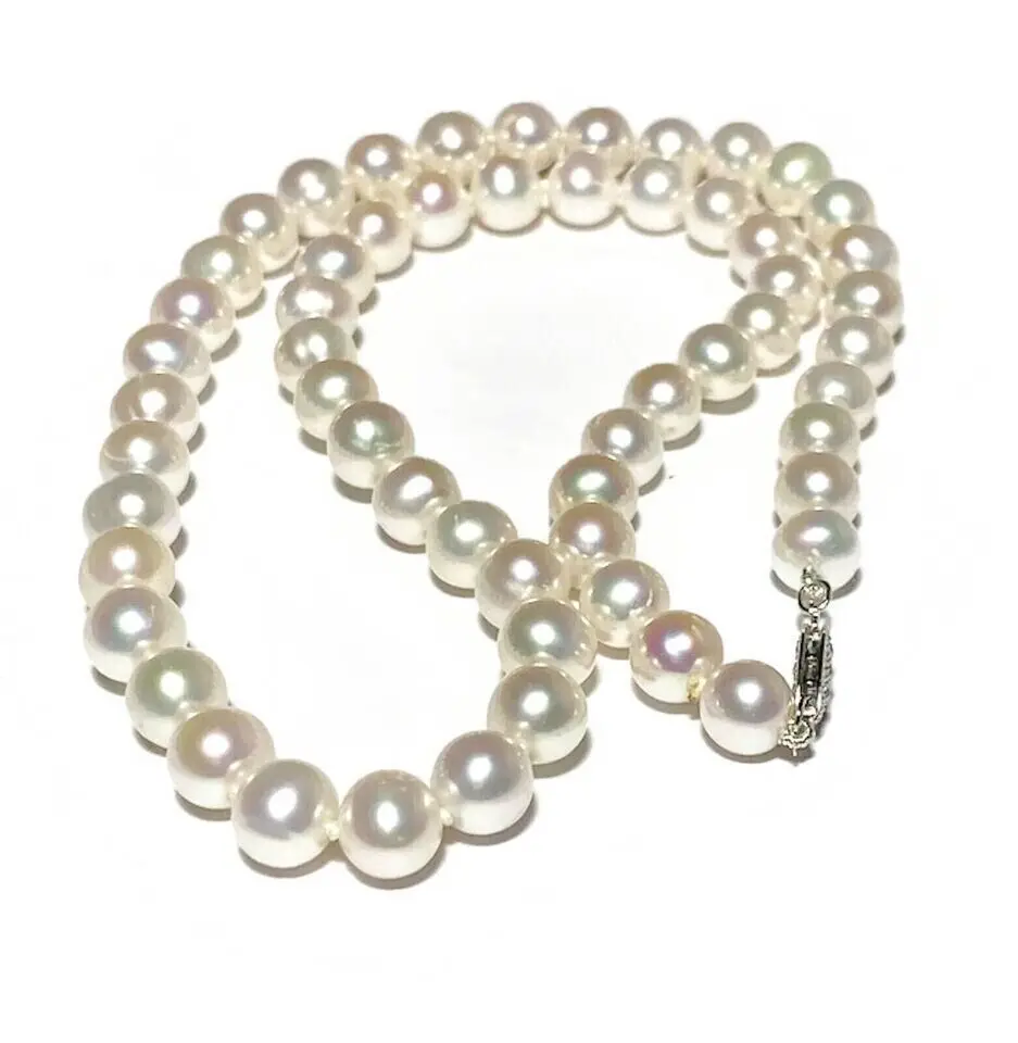 Top Grading AAAAA Japanese Akoya 8-9mm white Pearl Necklace 18