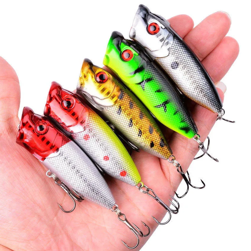 5pcs/Lot Mixed Color Popper Lure Topwater Bait Set 70mm 10g Floating Wobblers Artificial Plastic Hard Baits Bass Fishing Tackle​