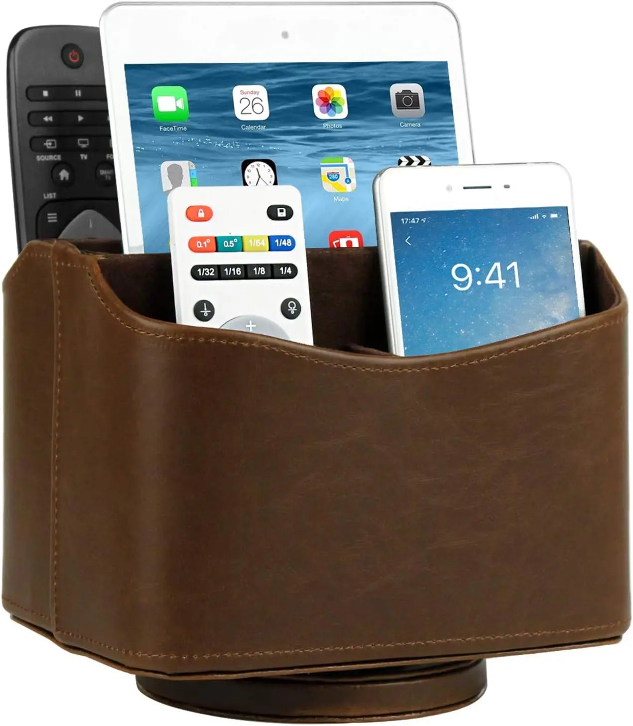 

Держатель для пульта дистанционного управления, органайзер из искусственной кожи классического коричневого цвета