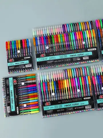 12/24Pcs Metallic Glitter Colors Gel Pens For School Office Adult Coloring Book Journals Drawing Art Markers Promotion Pen