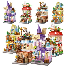 Mini Building Blocks City Street Mushroom House Magic House 3D Castle Assembly Model Decoration giocattoli educativi per bambini regalo