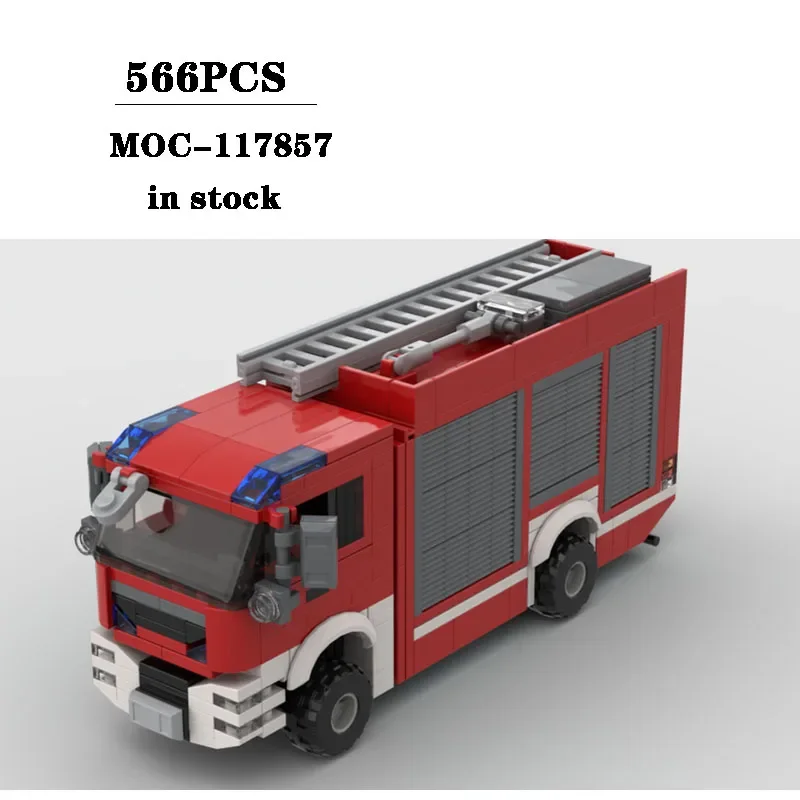 Building Block MOC-117857 Fire Truck Fire Brigade Truck Construction Model Ornament 566PCS Children Birthday Gift Christmas Toy