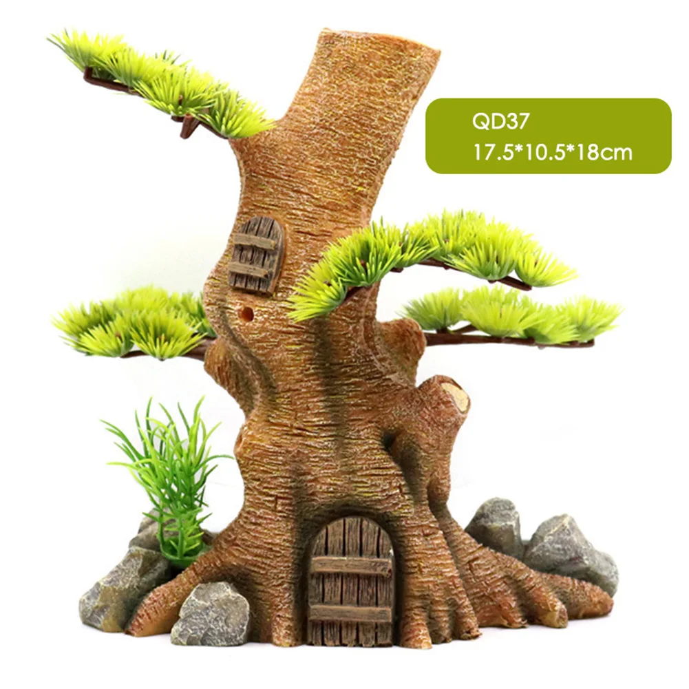 Fish Tank Tree Trunk Ornament Resin Fish Tank Hideout Landscape Adornment Artificial Tree Root Model For Aquarium Decoration