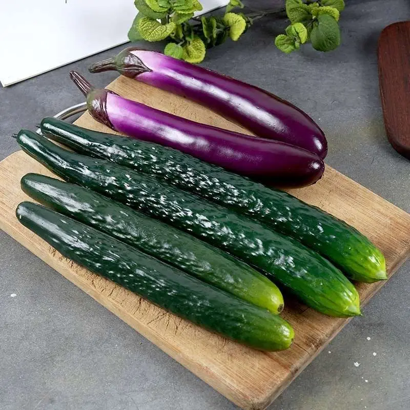 Pu Simulation Cuke Gurke Aubergine Modell künstliche Dekorationen Küche Dekoration Requisiten Schaum Gemüse – Detail 3