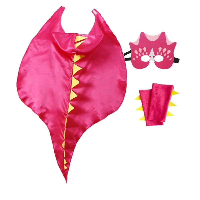 

asdh8@3 Piece Dinosaur Cape Hooded Cloak Mask for Kids Cosplay Fancy Costume Halloween Christmas Birthday Party Gift Boys Girls