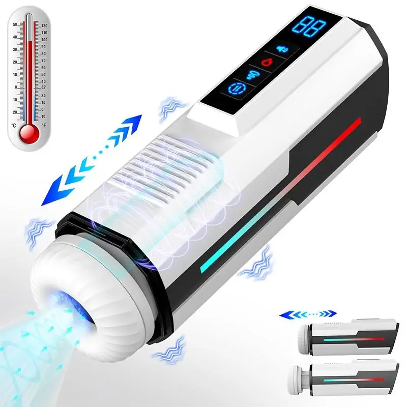 Male Masturbator Cup Vibration Sucking Telescopic Blowjob Machine Telescopic Heating Self-consolation Device Penis Training