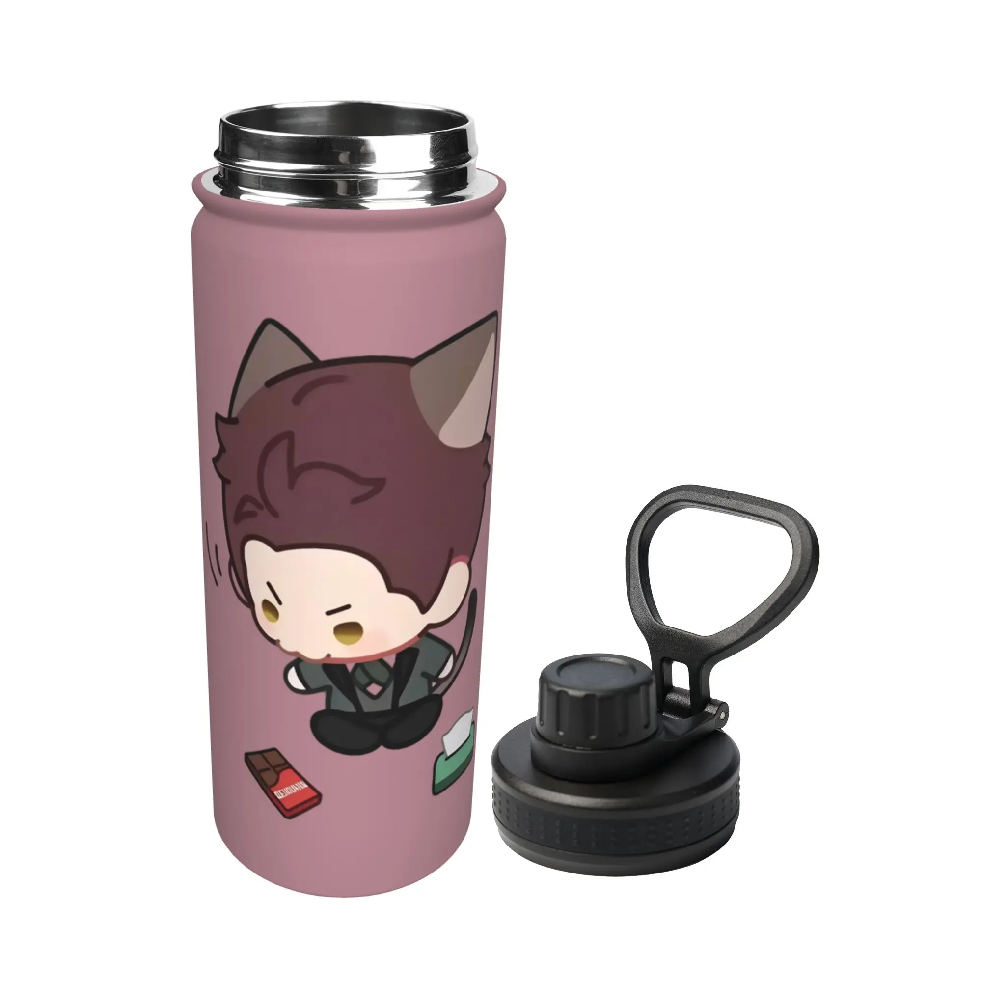 Love And Deepspace Chibi Valko 18OZ Sports Insulated Kettle  Thermal Cup Stainless Steel School Mug Spill Proof