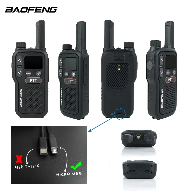 BF-T18 Baofeng Mini Walkie Talkie UHF Micro USB Charging Monitor 16 Channels FM 8km Long Range Military Radios Upgrade of BF-T20